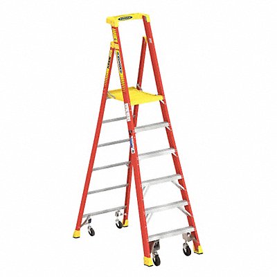 WERNER PD62064C Podium Stepladder 6 ft Fiberglass 300 lb