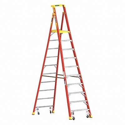 WERNER PD62104C Podium Stepladder 10 ft Fiberglass 300lb