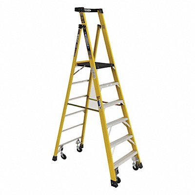 WERNER PD73064C Podium Stepladder 6 ft Fiberglass 375 lb