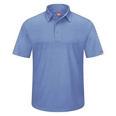 RED KAP SK90MBSS3XL J2888 Short Sleeve Polo 3XL Med Blue Button