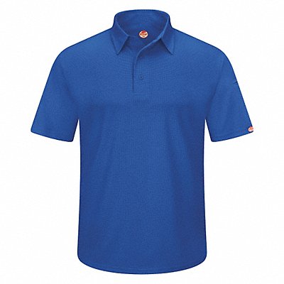 RED KAP SK90RBSS5XL J2888 Short Sleeve Polo 5XL Royal Blue Button