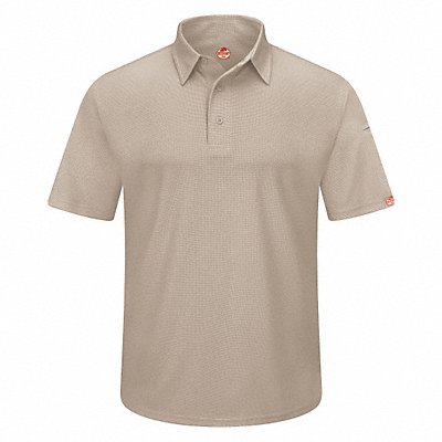 RED KAP SK90TNSS4XL J2888 Short Sleeve Polo Sz 4XL Tan Polyester
