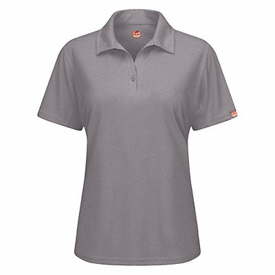 RED KAP SK91GYSSXS J2890 Short Sleeve Polo Wmn XS Grey Polyester