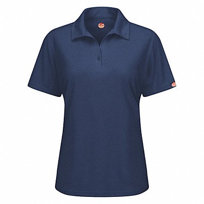 RED KAP SK91NVSSXS J2890 Short Sleeve Polo Wmn XS Navy Polyester
