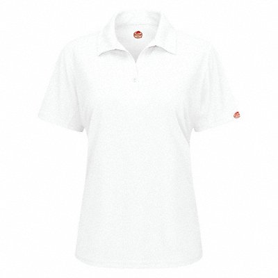 RED KAP SK91WHSSXL J2890 Short Sleeve Polo Wmn XL White Polyester