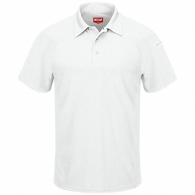 RED KAP SK92WHSSS Short Sleeve Polo S White 5 oz Polyester