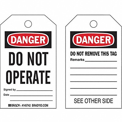 BRADY 145768 Danger Tag Do Not Operate PK10