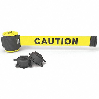 BANNER STAKES MH5001 Magnetic Belt Barrier 30ft L Caution Yellow