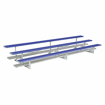 NATIONAL RECREATION SYSTEMS NB0327ASTD5005S Bleacher 3 Rows 54 Seats 27 ft L Blue