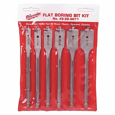 MILWAUKEE 49220071 Spade Bit Set 3/8 to 1 6 pc.
