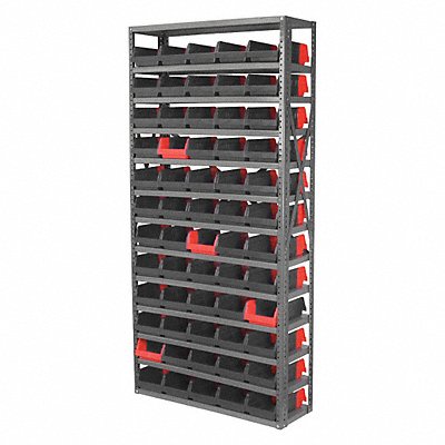 AKRO-MILS AS127936462BK K6926 Bin Shelving 12x79x36in Black Red