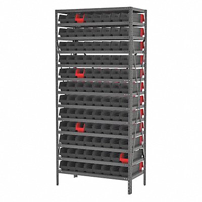 AKRO-MILS AS187936448BK Bin Shelving 18x79x36in Black Red