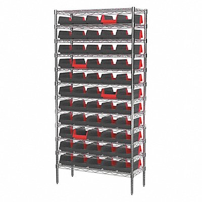 AKRO-MILS AWS143636462BK Bin Shelving 14x74x36in Black Red