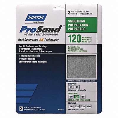 NORTON 7660768172 Sandpaper Sheet 11 in L 9 in W PK20
