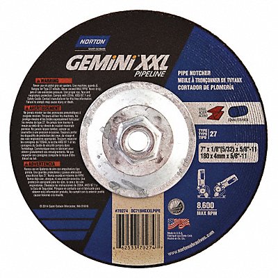 NORTON 66253370274 Cut Off Grinding Wheel 5/8 -11CN ThreadHle
