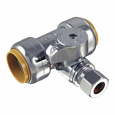 SHARKBITE 24986 Tee Stop Valve Brass 3/4 x 3/8 Tube