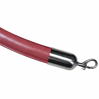 LAWRENCE METAL ROPENAUG430602SNAP1S Barrier Rope Maroon Naugahyde 6 ft L