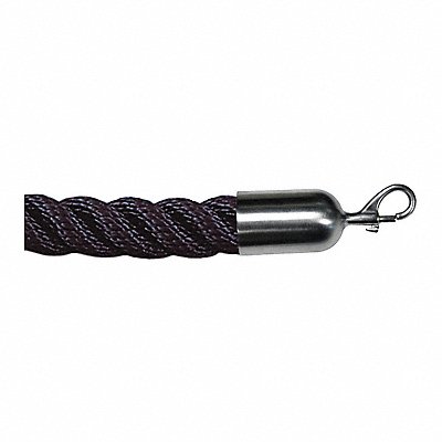 LAWRENCE METAL ROPETWST330802SNAP1S Barrier Rope Nylon Black 8 ft L