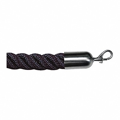 LAWRENCE METAL ROPETWST330602SNAP1S Barrier Rope Nylon Black 6 ft L