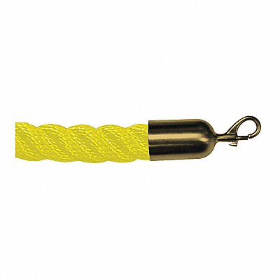 LAWRENCE METAL ROPETWST350602SNAP2S Barrier Rope Yllw 6 ft L Brass Snap End