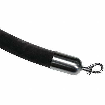 LAWRENCE METAL ROPEVELR330602SNAP1S Barrier Rope Velour Black 6 ft L