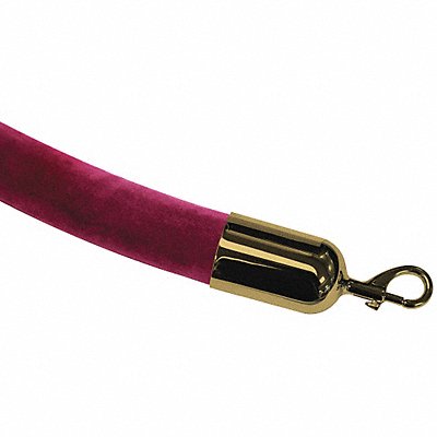 TENSABARRIER ROPEVELR430602SNAP2P Barrier Rope Maroon Plshd Brass Snap End
