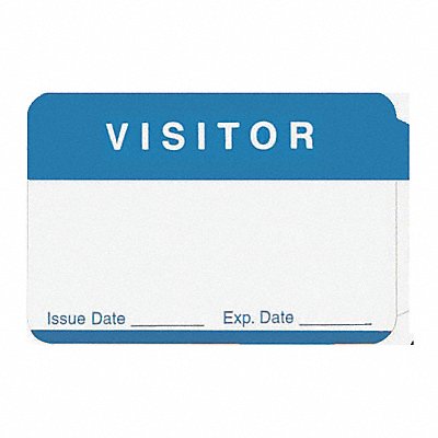 GRAINGER 45TU77 Blue Visitor Badge 2-3/8 in L PK100