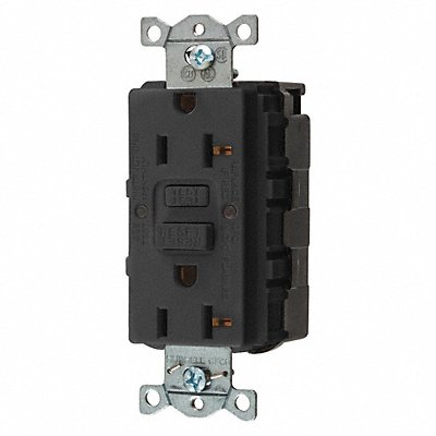 HUBBELL GFRST20SNAPBK Receptacle Black 20 A GFCI 2P3W Back 1PK