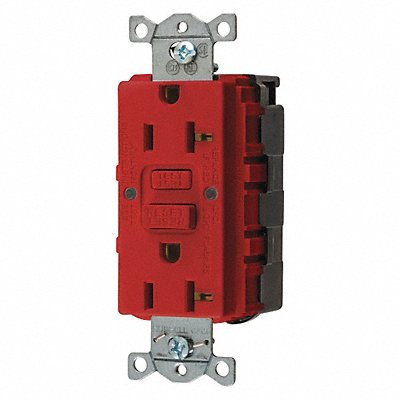 HUBBELL GFRST20SNAPR GFCI Receptacle Red 20 A GFCI 2P3W Back 1PK