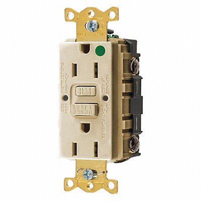 HUBBELL GFR82I GFCI Receptacle 15A 125VAC 5-15R Ivory