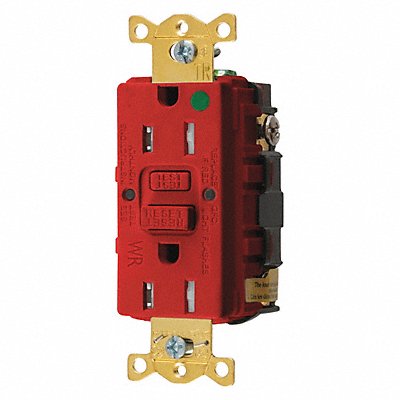 HUBBELL GFTWRST82R Recept Red 15 A GFCI 2P3W Back Side 1PK
