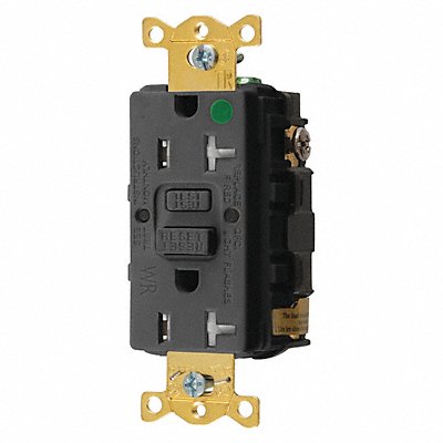 HUBBELL GFRTW83BLK Recept Blk 20 A GFCI 2P3W Back Side 1PK