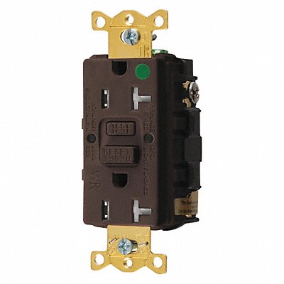 HUBBELL GFTWRST83 Recept Brown 20 A GFCI 2P3W Bk Sd 1PK
