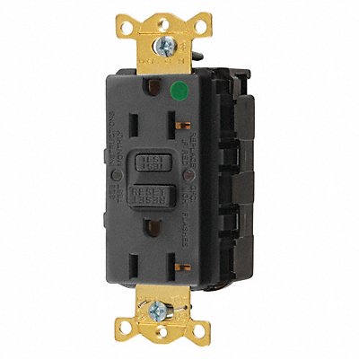 HUBBELL SNAPGF83BLK GFCI Receptacle Hospital Blk 20A 1 HP