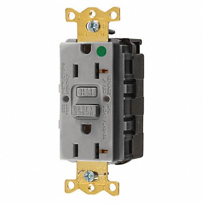 HUBBELL SNAPGF83GRY GFCI Receptacle Hospital Gr 20A 1 HP