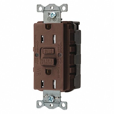 HUBBELL SNAPGFTW15 GFCI Receptacle Commercial Brown 15A 0.5 HP