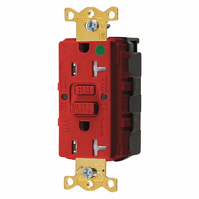 HUBBELL SNAPGFTW83R GFCI Receptacle Hospital Red 20A 1 HP