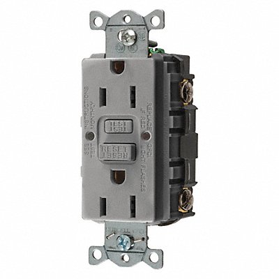 HUBBELL GFR15GRY GFCI Receptacle 15A 125VAC 5-15R Grey