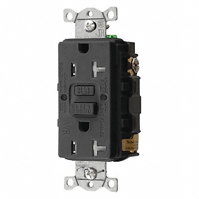 HUBBELL GFTWRST20BK Recept Blk 20 A GFCI 2P3W Back Side 1PK