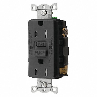 HUBBELL GFTRST15BK Recept Blk 15 A GFCI 2P3W Back Side 1PK