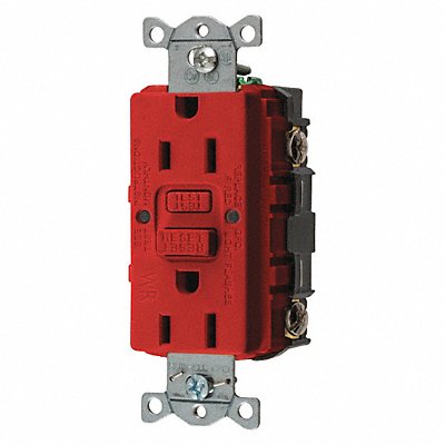 HUBBELL GFRWR15R GFCI Receptacle Commer. Red 15A 0.5 HP
