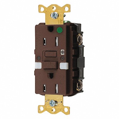 HUBBELL GFTRST82NL GFCI Receptacle Hospital Brwn 15A 0.5 HP