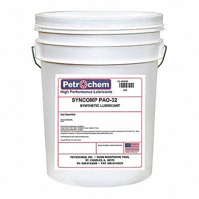 PETROCHEM SYNCOMPPAO32005 Compressor Oil 5 gal Pail 10 SAE Grade