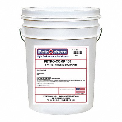 PETROCHEM PETROCOMP100005 Compressor Oil 5 gal Pail 30 SAE Grade