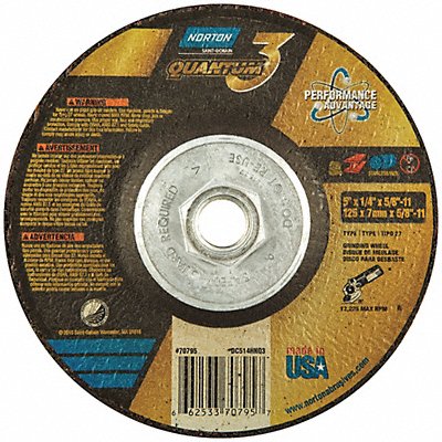 NORTON 66253370795 Depressed Grinding Wheel 5/8 -11CN ThreadHle