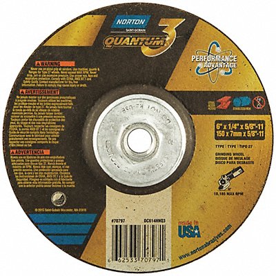 NORTON 66253370797 Depressed Grinding Wheel 5/8 -11CN ThreadHle