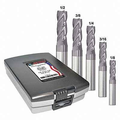 GRAINGER 206888882 End Mill Set 5 pc Square Carbide
