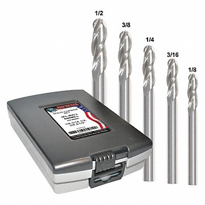 GRAINGER 222888881 End Mill Set 5 pc Ball Nose Carbide