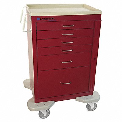 LAKESIDE C6302B1R Medical Cart Red Cabinet