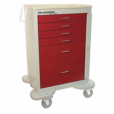 LAKESIDE C630B2R Medical Cart Red Cabinet